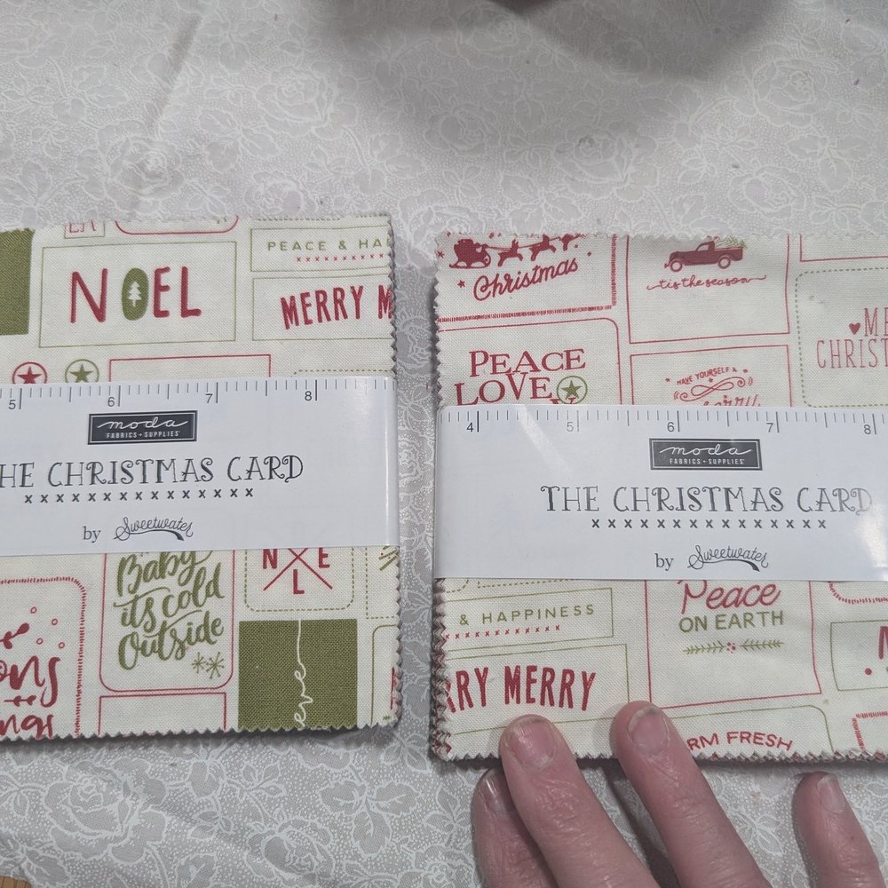 Moda The Christmas Card Fabric Squares - Red, Green, Cream